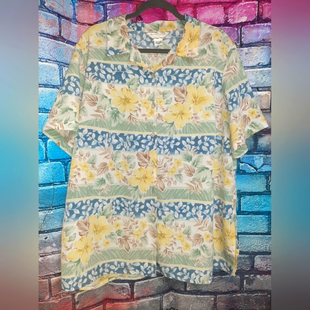 Allison Daley II Floral Button Down Blouse 18W